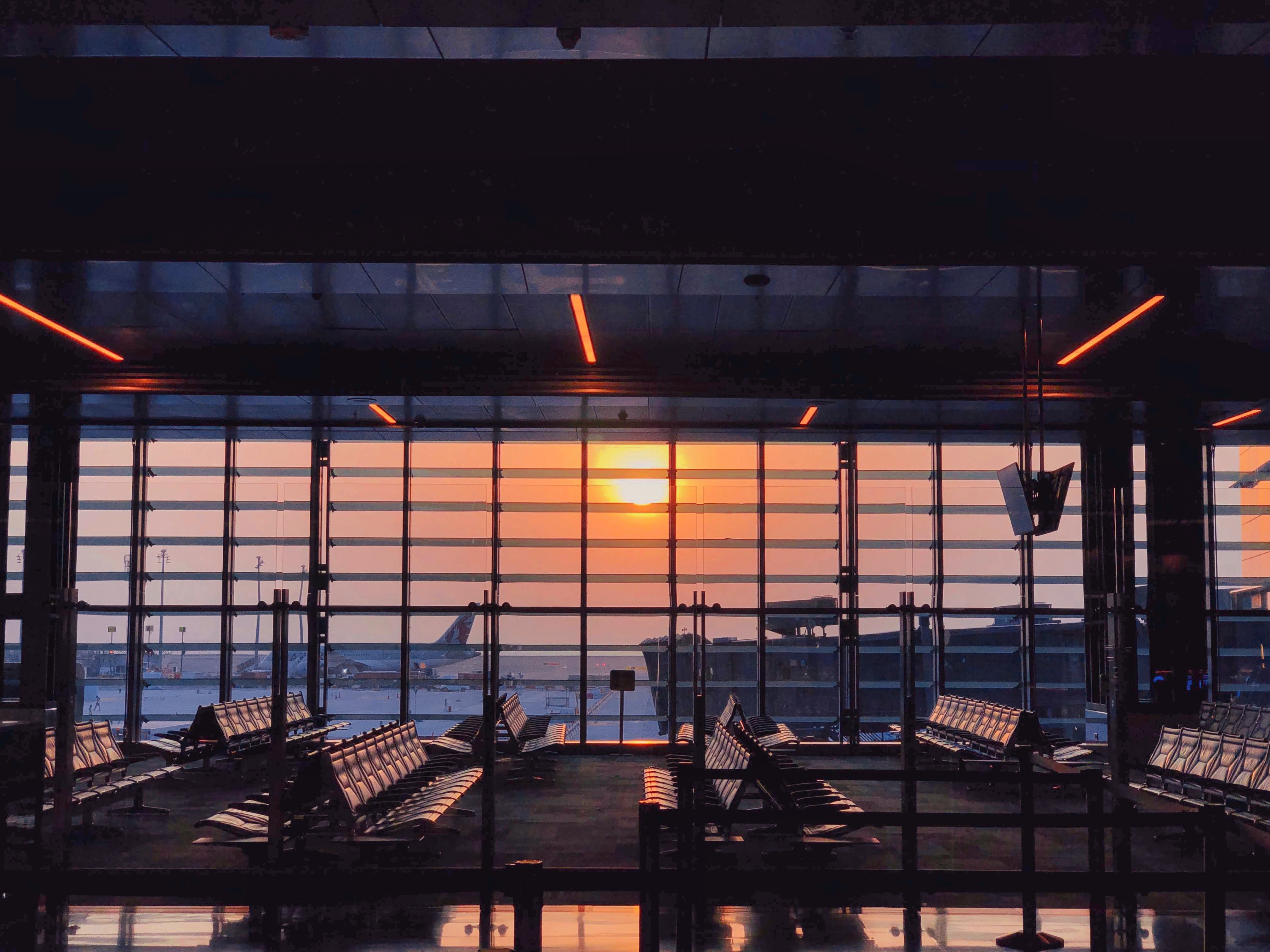 Sunset at airport